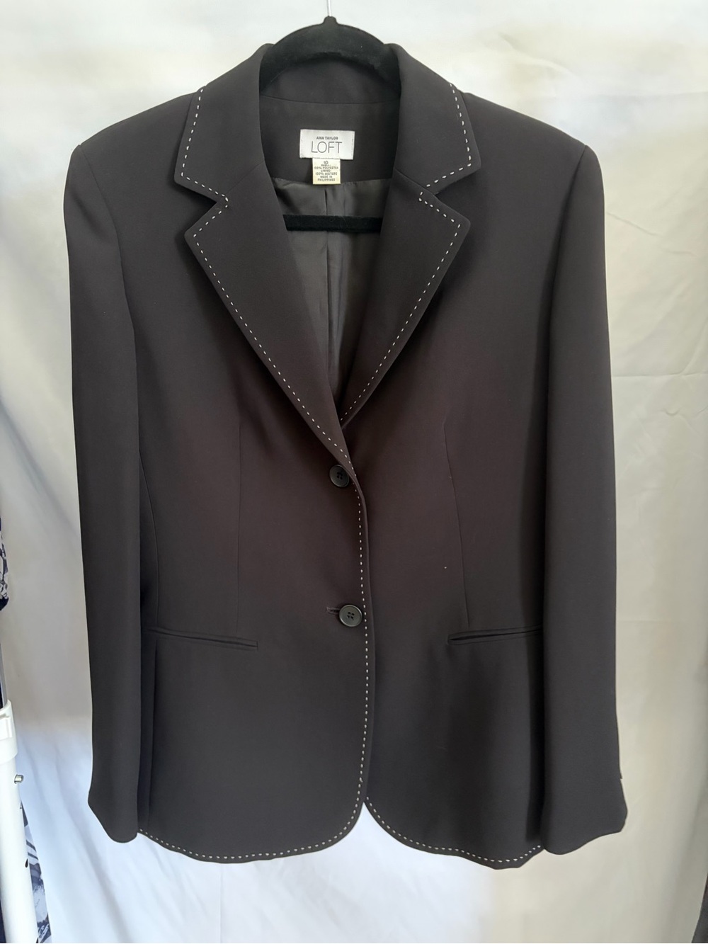 LOFT Black Blazer with Contrast Stitching